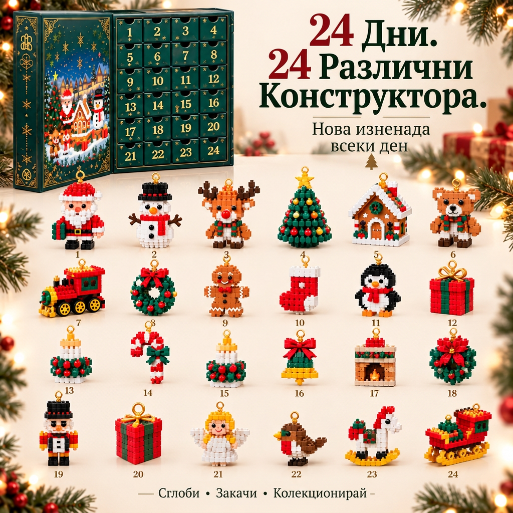 🎅🔥 Последен ден за офертата на половин цена! 🍉 Календар-блокче за обратно броене до Коледа, подходящ за цялото семейство 🎄 Идеален за украса на коледната елха.
