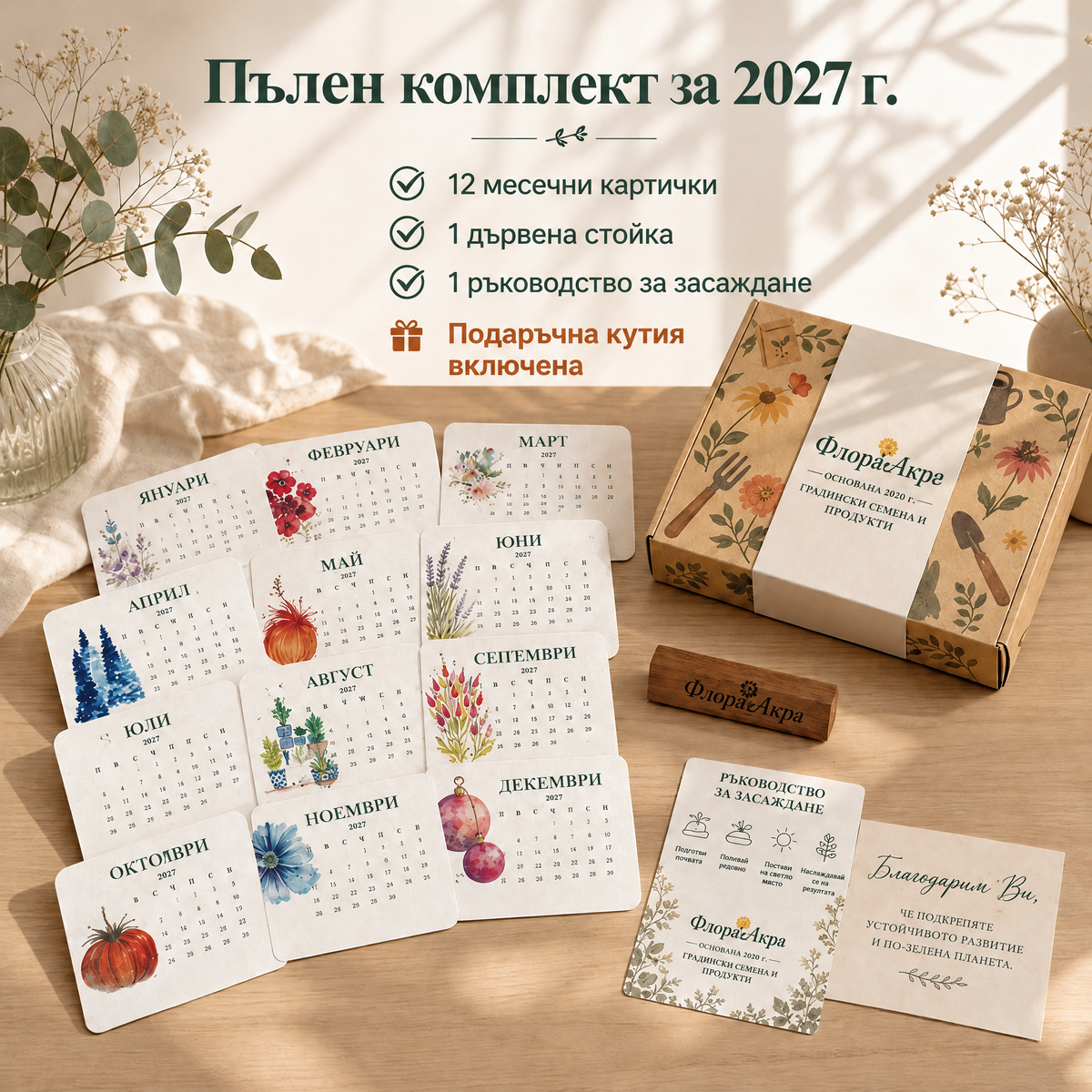 🌱 Календар със семена за засаждане за 2027 г. 🍇 – Година, изпълнена с красота; нов живот във всяка страница! 🌸🎁