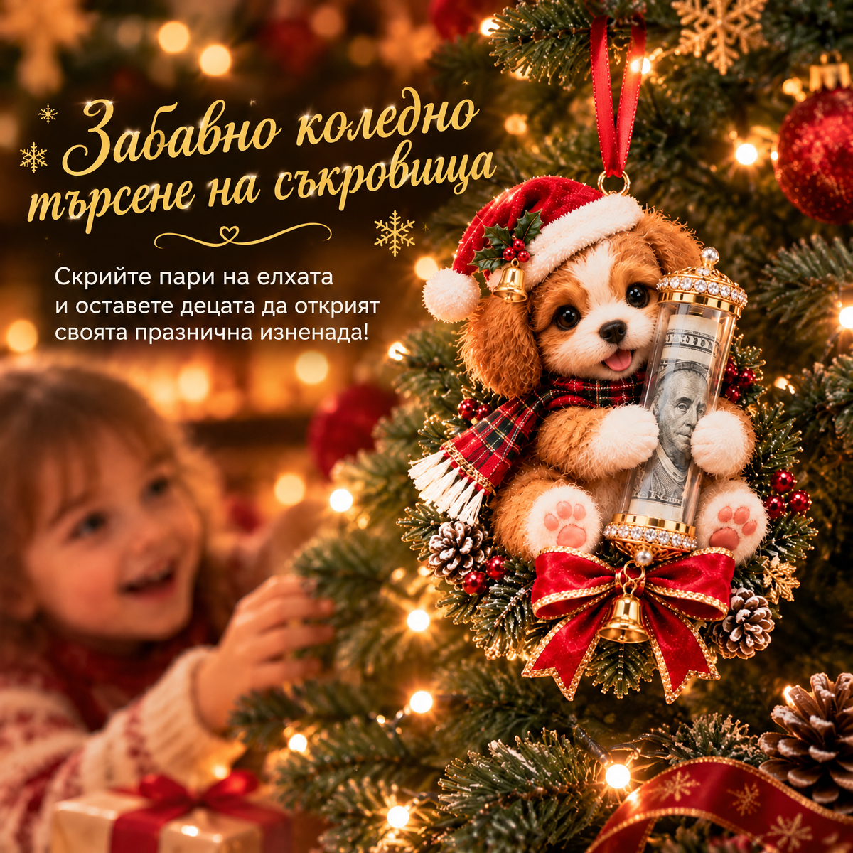 🎁 Коледна украса с мило животинче за паричен подарък🍈 – Декорация за елха 🎄💵