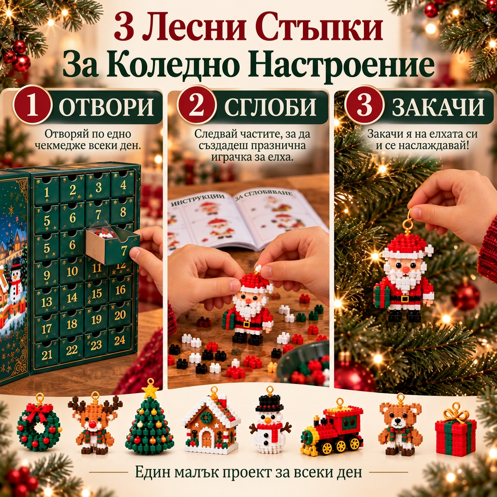 🎅🔥 Последен ден за офертата на половин цена! 🍈 Календар-блокче за обратно броене до Коледа, подходящ за цялото семейство 🎄 Идеален за украса на коледната елха.