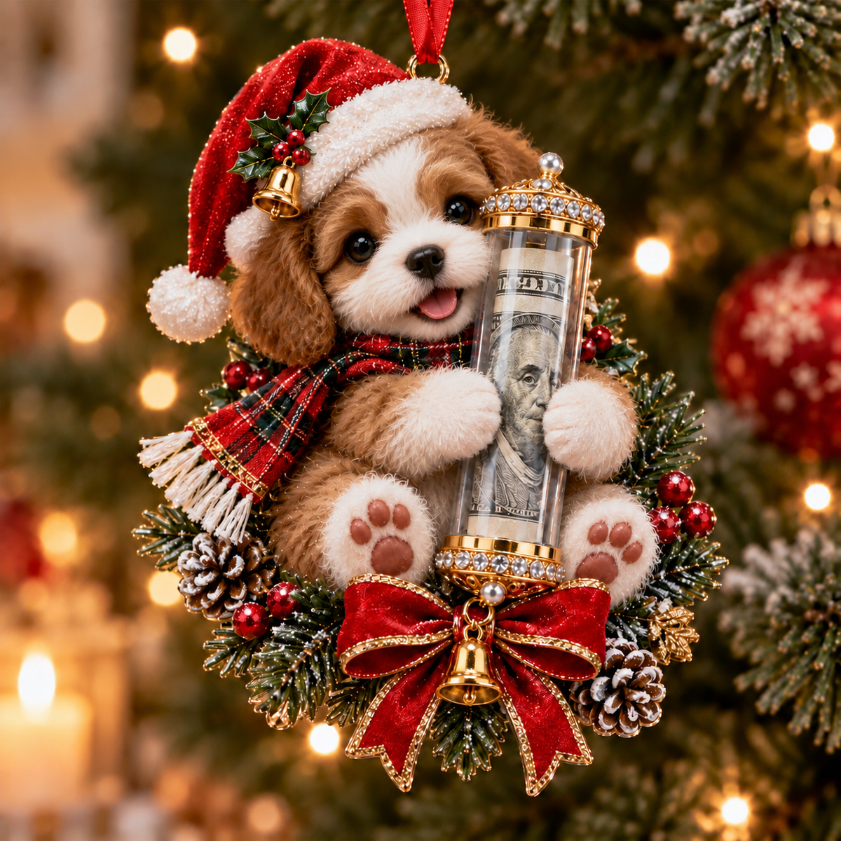 🎁 Коледна украса с мило животинче за паричен подарък🍈 – Декорация за елха 🎄💵