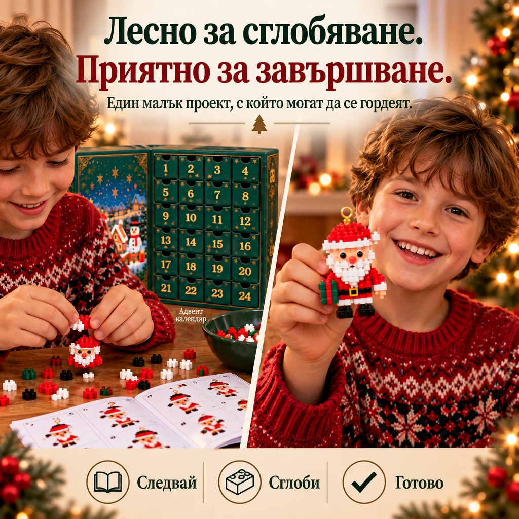 🎅🔥 Последен ден за офертата на половин цена! 🍇 Календар-блокче за обратно броене до Коледа, подходящ за цялото семейство 🎄 Идеален за украса на коледната елха.