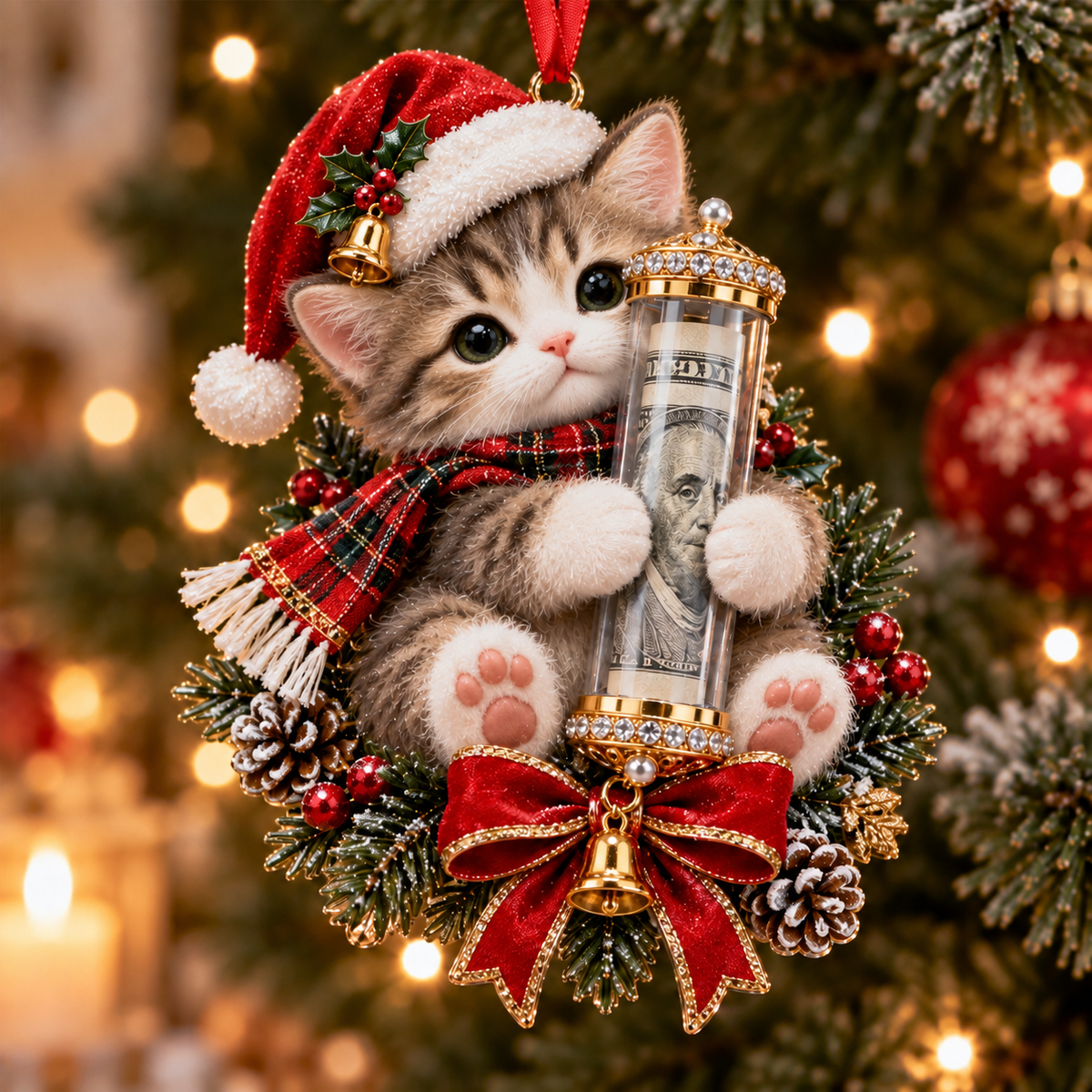 🎁 Коледна украса с мило животинче за паричен подарък🍈 – Декорация за елха 🎄💵