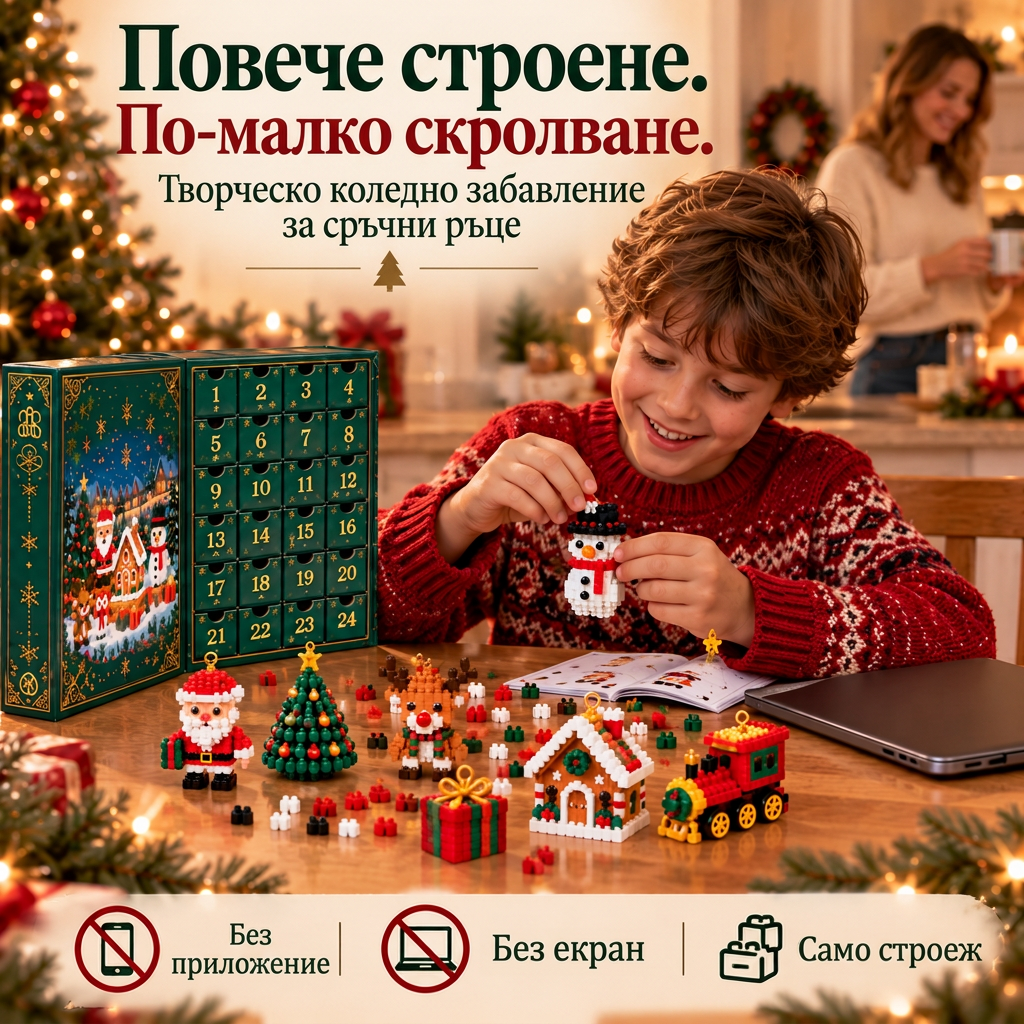 🎅🔥 Последен ден за офертата на половин цена! 🍈 Календар-блокче за обратно броене до Коледа, подходящ за цялото семейство 🎄 Идеален за украса на коледната елха.